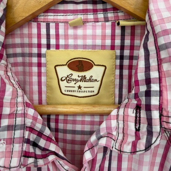 Larry Mahan Mens Size Medium Plaid Long Sleeve Shirt Pearl Snap Western Cowboy - Picture 6 of 8